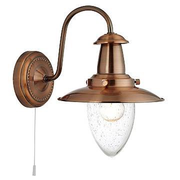 Applique Classica Fisher Man Acciaio Rame Vetro 1 Luce E27