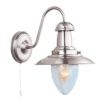 Applique Classica Fisher Man Acciaio Argento Vetro 1 Luce E27