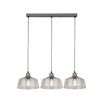 Lampadario Contemporaneo Odéon Acciaio Grigio Trasparente 3 Luci E27