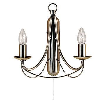 Applique Industrial-Nordico Maypole Acciaio Ottone 2 Luci E14