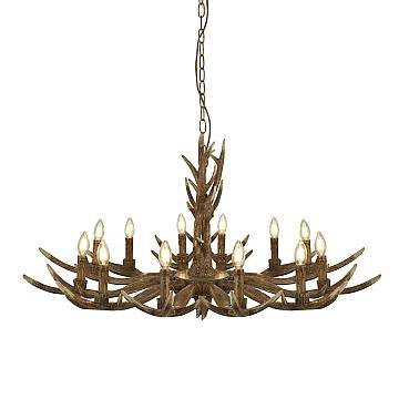 Lampadario Industrial-Nordico Stag Acciaio Marrone 12 Luci E14