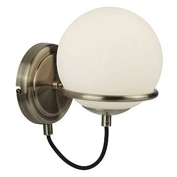 Applique Contemporanea Sfera Acciaio Ottone Vetro Bianco 1 Luce E14