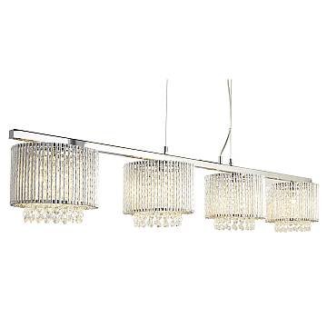 Lampadario Contemporaneo Elisa Ii Acciaio Cromo Alluminio Argento 4 Luci G9