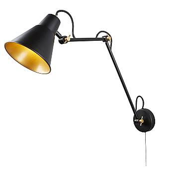 Applique Snodabile Moderna Swinf Arm Acciaio Nero Oro 1 Luce E27