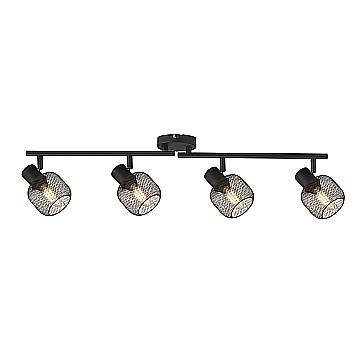 Plafoniera Industrial-Nordico Meshy Acciaio Nero 4 Luci E14