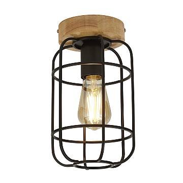 Plafoniera Industrial-Nordico Visione Acciaio Nero Marrone 1 Luce E27