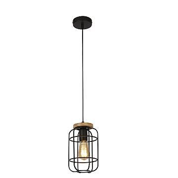 Sospensione Industrial-Nordico Visione Acciaio Nero Marrone 1 Luce E27