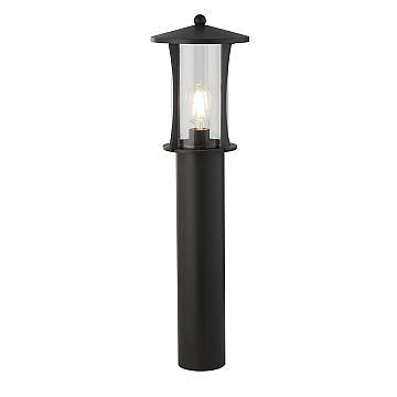 Lampione Rustico-Country Pagoda Alluminio Nero Vetro Trasparente 1 Luce E27