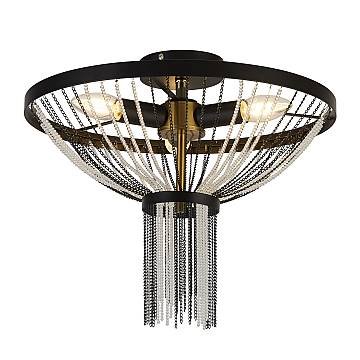 Lampadario Contemporaneo Baguette Acciaio Nero Policarbonato Ottone 3 Luci E14