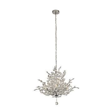 Lampadario Contemporaneo Mazzo Acciaio Cromo Vetro Trasparente 7 Luci E14