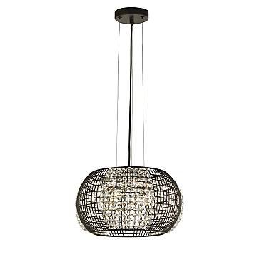 Lampadario Contemporaneo Cage Acciaio Nero Vetro Trasparente 4 Luci G9