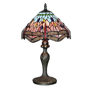 Lampada Da Scrivania-Ufficio Tiffany Libellula Acciaio Ottone 1 Luce E27