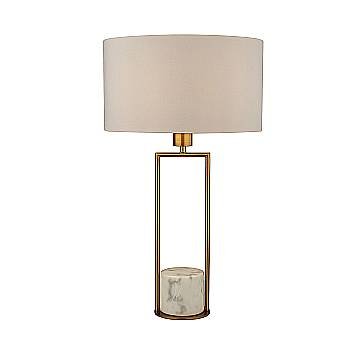 Lampada Da Scrivania Contemporanea Claire Metallo Oro Tessuto Bianco 1 Luce E27