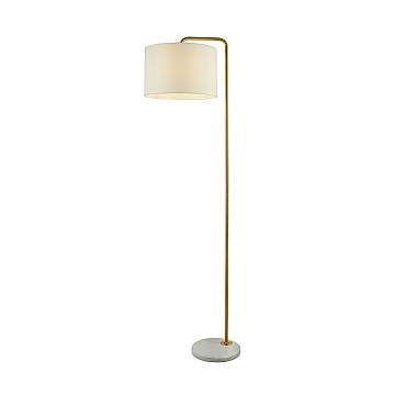 Piantana Contemporaneo Gallow Marmo Bianco Metallo Oro Tessuto Bianco 1 Luce E27