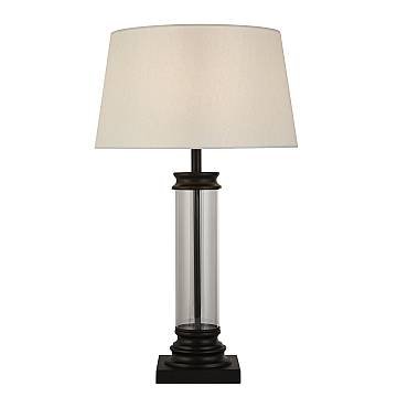 Lampada Scrivania Contemporanea Pedestal Acciaio Nero Vetro Bianco 1 Luce E27