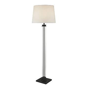 Piantana Contemporaneo Pedestal Acciaio Nero Vetro Bianco 1 Luce E27