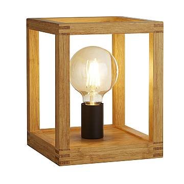 Abatjour Industrial-Nordico Square Legno Marrone Nero 1 Luce E27