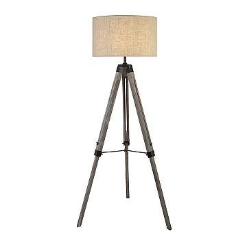 Piantana Contemporaneo Easel Legno Marrone Tessuto Nero 1 Luce E27