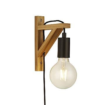 Applique Industrial-Nordico Tribeca Acciaio Marrone Legno Nero 1 Luce E27