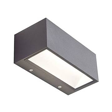 Applique Da Esterno Grande Biemissione Box Alluminio Grafite 20W Led 3000K