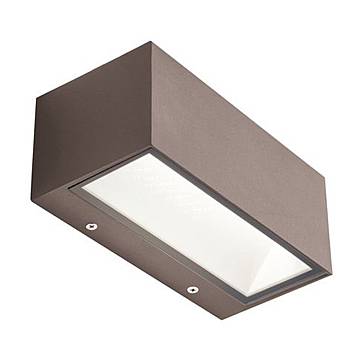 Applique Da Esterno Maxi Biemissione Box Alluminio Caffè 40W Led 3000K