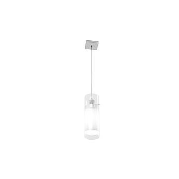 Sospensione Contemporanea Cilinder Metallo Cromo Vetro Satinato 1 Luce E27