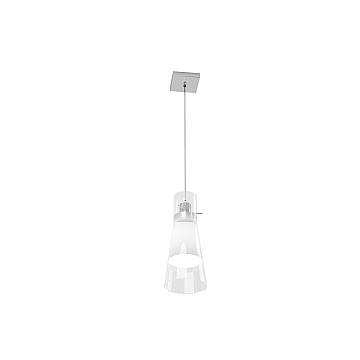 Sospensione Contemporanea Cone Metallo Cromo Vetro Bianco Satinato 1 Luce E27