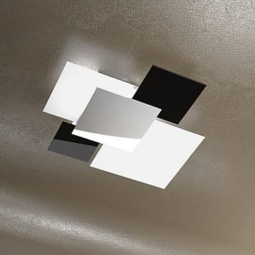 Applique Contemporanea Shadow Metallo Bianco Vetro Nero 4 Luci E27 71Cm