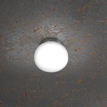 Plafoniera Contemporanea Soft Metallo Cromo Vetro Acidato Opaco 1 Luce E14