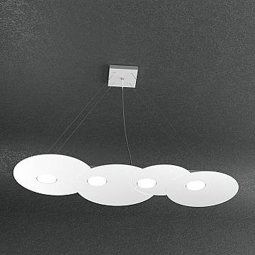 Sospensione Moderna Rettangolare Cloud Metallo Bianco 4 Luci Gx53