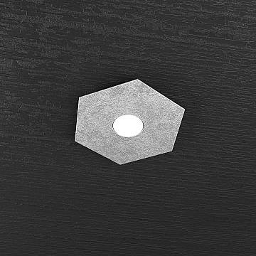 Plafoniera Industrial-Minimal Hexagon Metallo Foglia Argento 1 Luce Led 12W