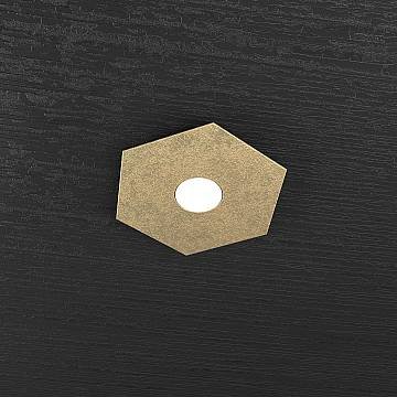 Plafoniera Industrial-Minimal Hexagon Metallo Foglia Oro 1 Luce Led 12W