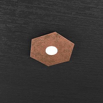 Plafoniera Industrial-Minimal Hexagon Metallo Foglia Rame 1 Luce Led 12W