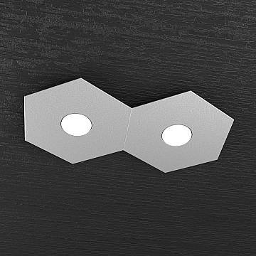 Plafoniera Industrial-Minimal Hexagon Metallo Grigio 2 Luci Led 12X2W