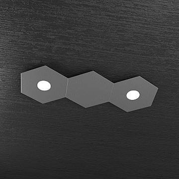 Plafoniera Industrial-Minimal 3 Moduli Hexagon Metallo Antracite 2 Led 12X2W