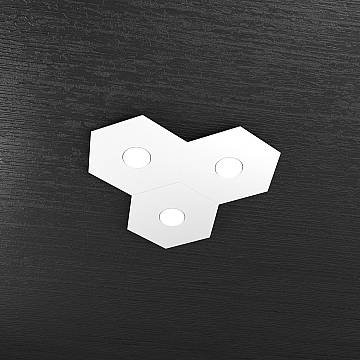 Plafoniera Industrial-Minimal Hexagon Metallo Bianco 3 Luci Led 12X3W