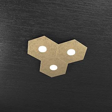 Applique Industrial-Minimal Hexagon Metallo Foglia Oro 3 Luci Gx53