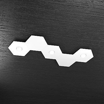 Plafoniera Industrial-Minimal 5 Moduli Hexagon Metallo Bianco 3 Luci Led 12X3W