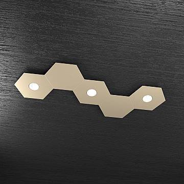 Plafoniera Industrial-Minimal 5 Moduli Hexagon Metallo Sabbia 3 Luci Led 12X3W