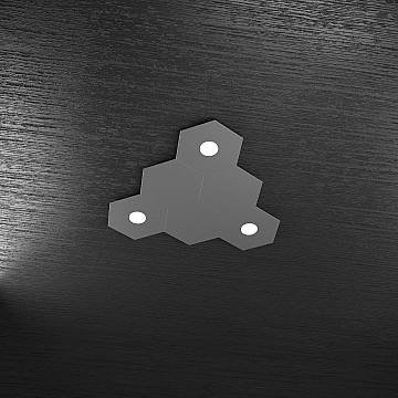 Plafoniera Industrial-Minimal 6 Moduli Hexagon Metallo Antracite 3 Led 12X3W