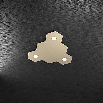 Plafoniera Industrial-Minimal 6 Moduli Hexagon Metallo Sabbia 3 Luci Led 12X3W