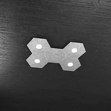 Plafoniera Industrial 5 Moduli Hexagon Metallo Foglia Argento 4 Luci Led 12X4W