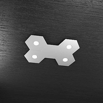 Plafoniera Industrial-Minimal 5 Moduli Hexagon Metallo Grigio 4 Luci Led 12X4W