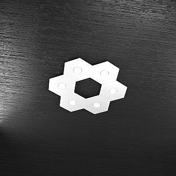 Plafoniera Industrial-Minimal Hexagon Metallo Bianco 6 Luci Led 12X6W