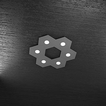 Plafoniera Industrial-Minimal Hexagon Metallo Antracite 6 Luci Led 12X6W