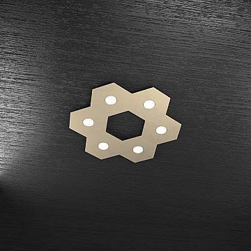 Plafoniera Industrial-Minimal Hexagon Metallo Sabbia 6 Luci Led 12X6W