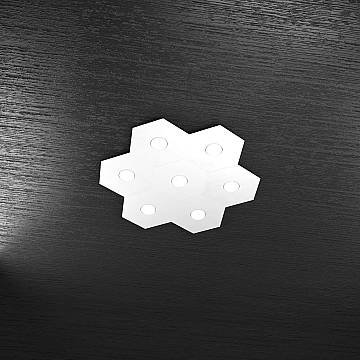 Plafoniera Industrial-Minimal Hexagon Metallo Bianco 7 Luci Led 12X7W