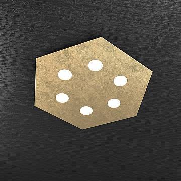 Plafoniera Industrial-Minimal Esagonale Hexagon Metallo Foglia Oro 6 Led 12X6W