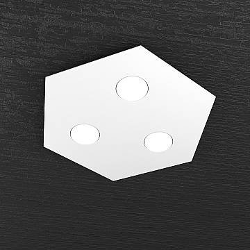 Plafoniera Industrial-Minimal Esagonale Hexagon Metallo Bianco 3 Luci Led 12X3W