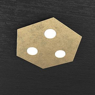 Plafoniera Industrial-Minimal Esagonale Hexagon Metallo Foglia Oro 3 Led 12X3W